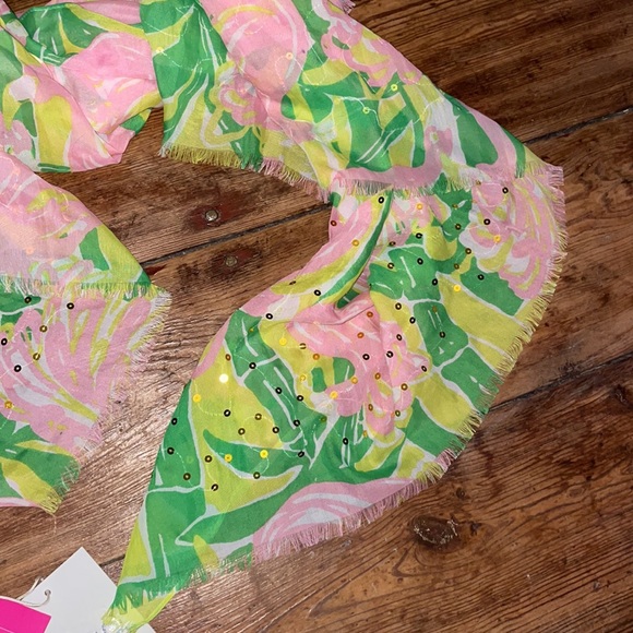 NWT Lilly Pulitzer for Target Fan Dance Flamingo Scarf - Picture 5 of 8